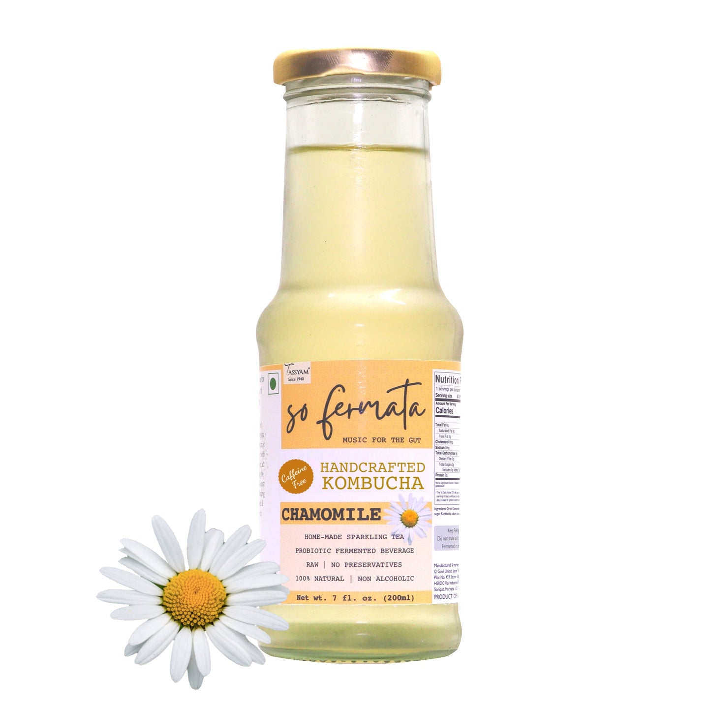 Artisanal Kombucha - Chamomile (Caffeine Free) - Tassyam Organics