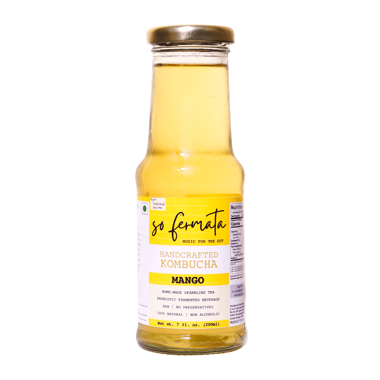 Artisanal Kombucha - Mango - Tassyam Organics