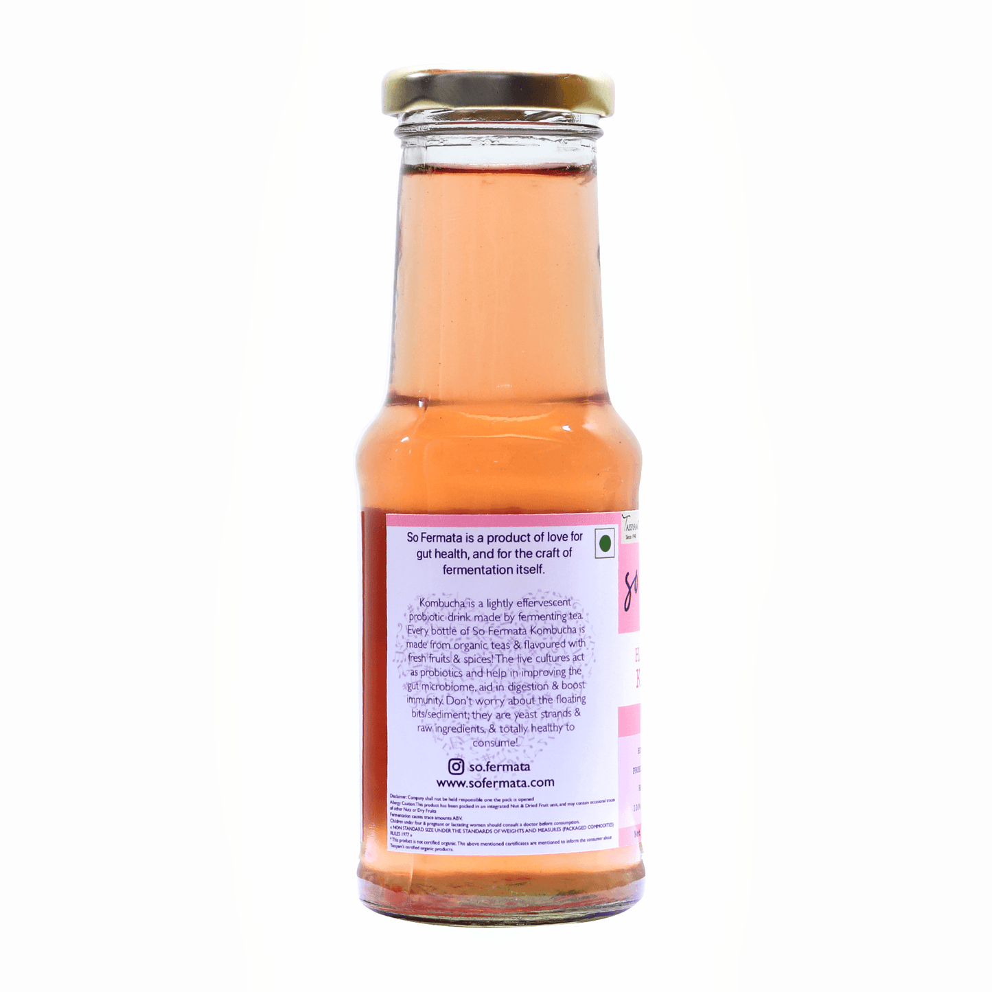 Artisanal Kombucha - Rose (Caffeine Free) - Tassyam Organics