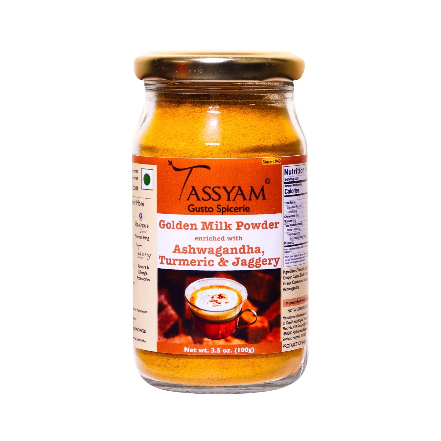 Ashwagandha Turmeric Golden Milk Latte (With Jaggery) 100g - Tassyam Organics