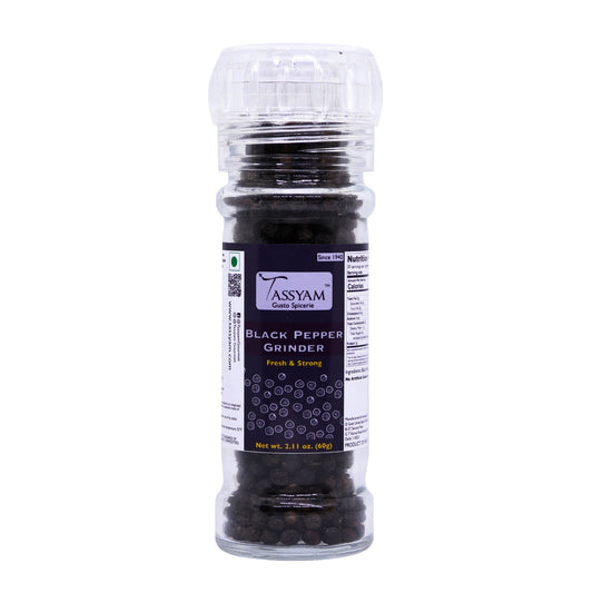 Black Pepper 60g Grinder Bottle - Tassyam Organics