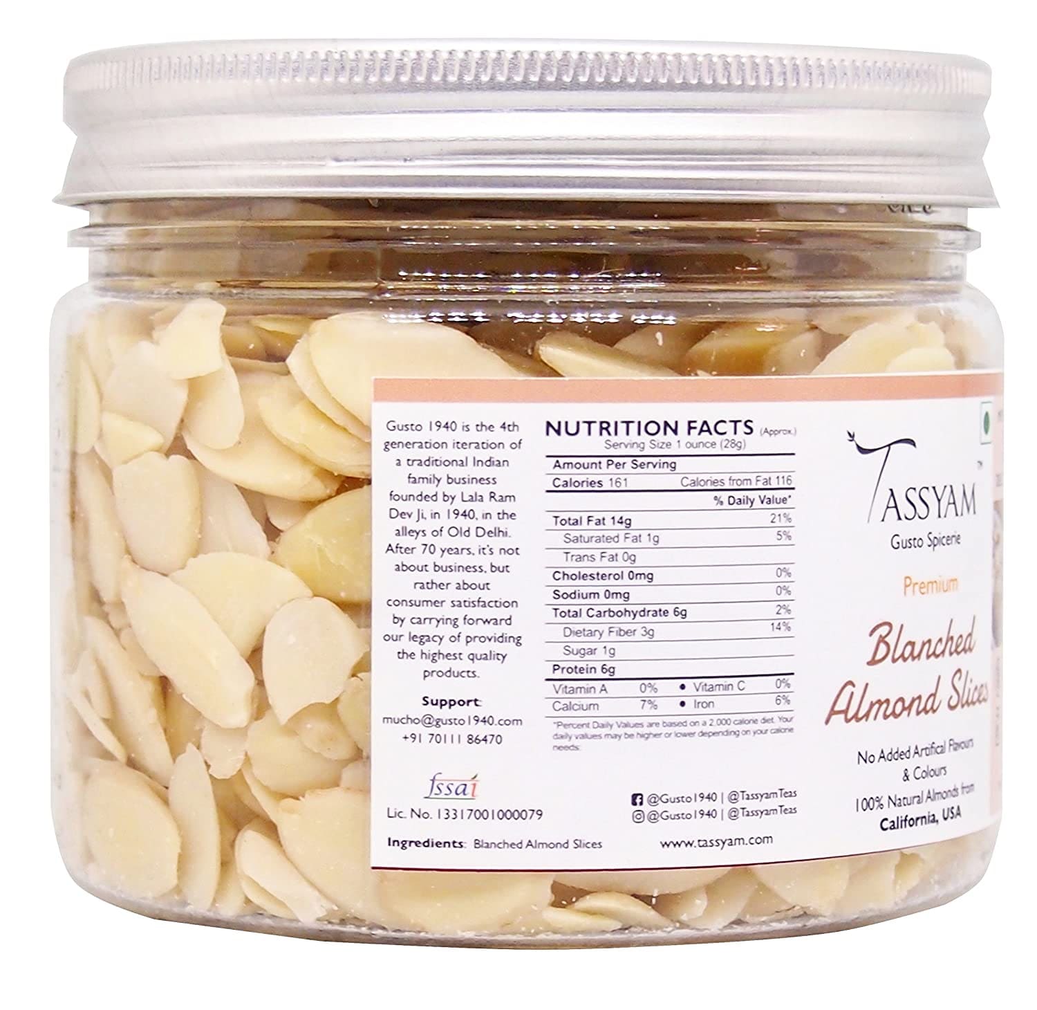 Blanched Almond Slices - Tassyam Organics