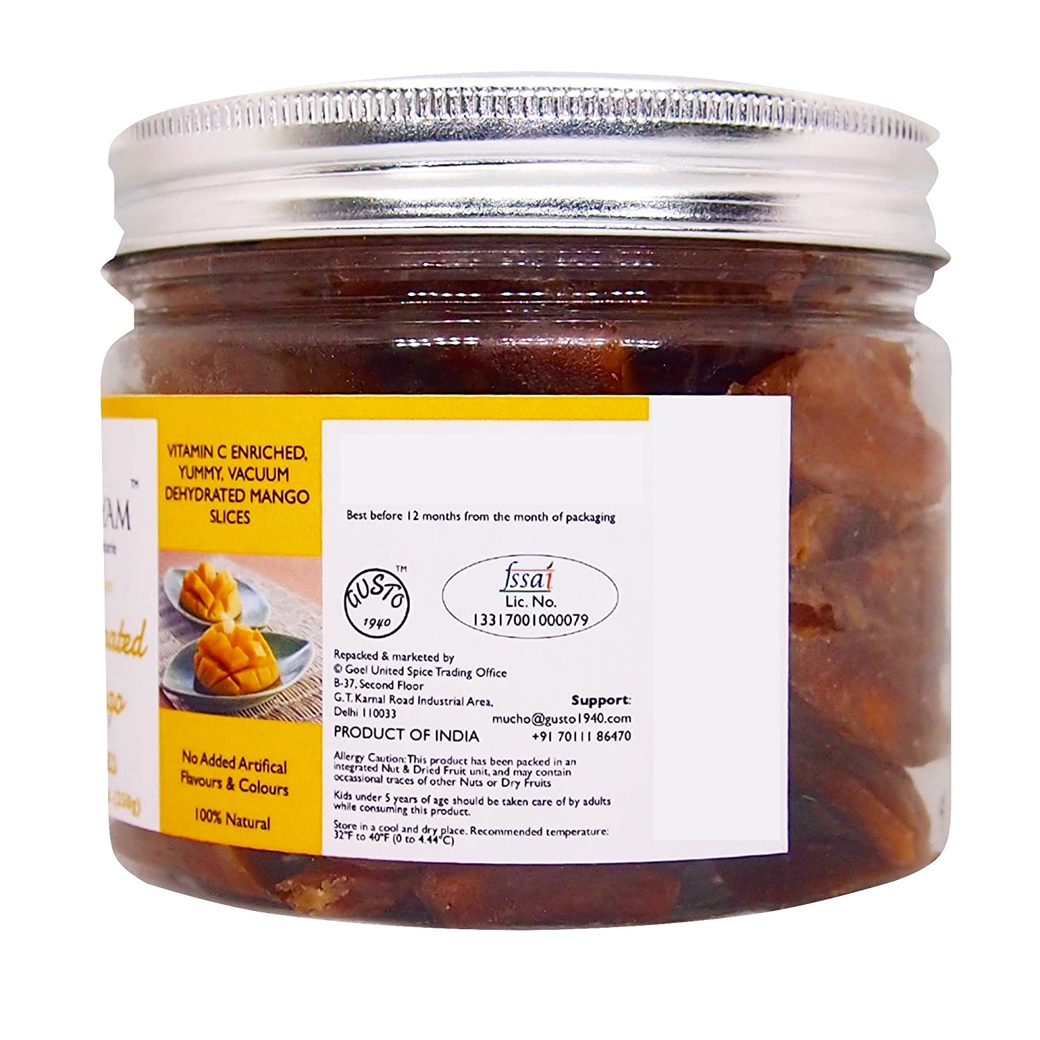 Dehydrated Mango Slices 250g Jar - Tassyam Organics