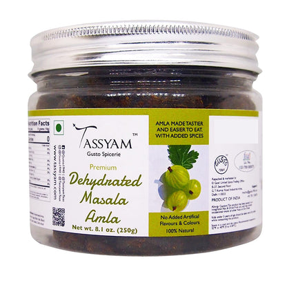 Dehydrated Masala Amla Slices 250g Jar - Tassyam Organics