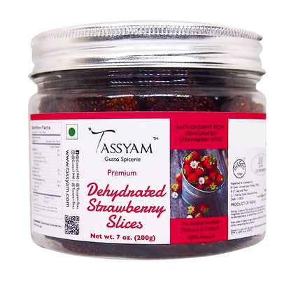 Dehydrated Strawberry Slices 200g Jar - Tassyam Organics