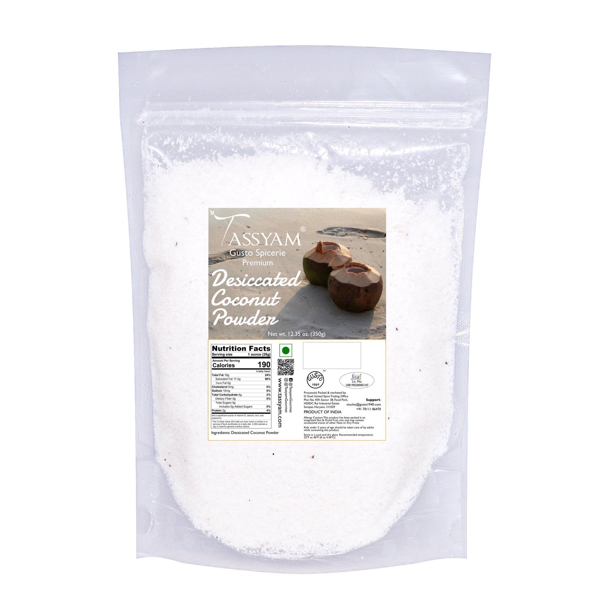 Desiccated Coconut Powder 350g - Tassyam Organics