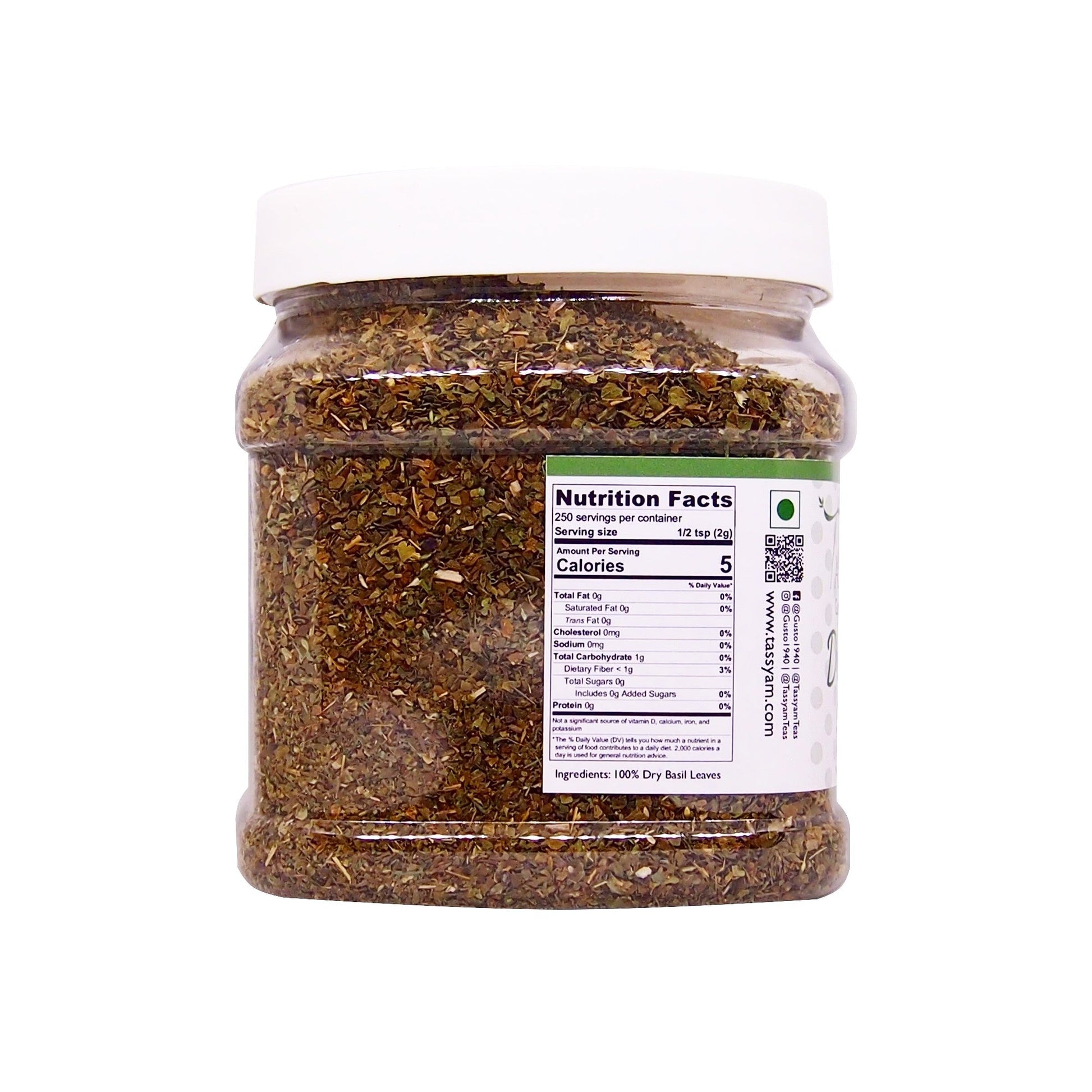 Dry Basil Flakes 200g | Jumbo Pack - Tassyam Organics