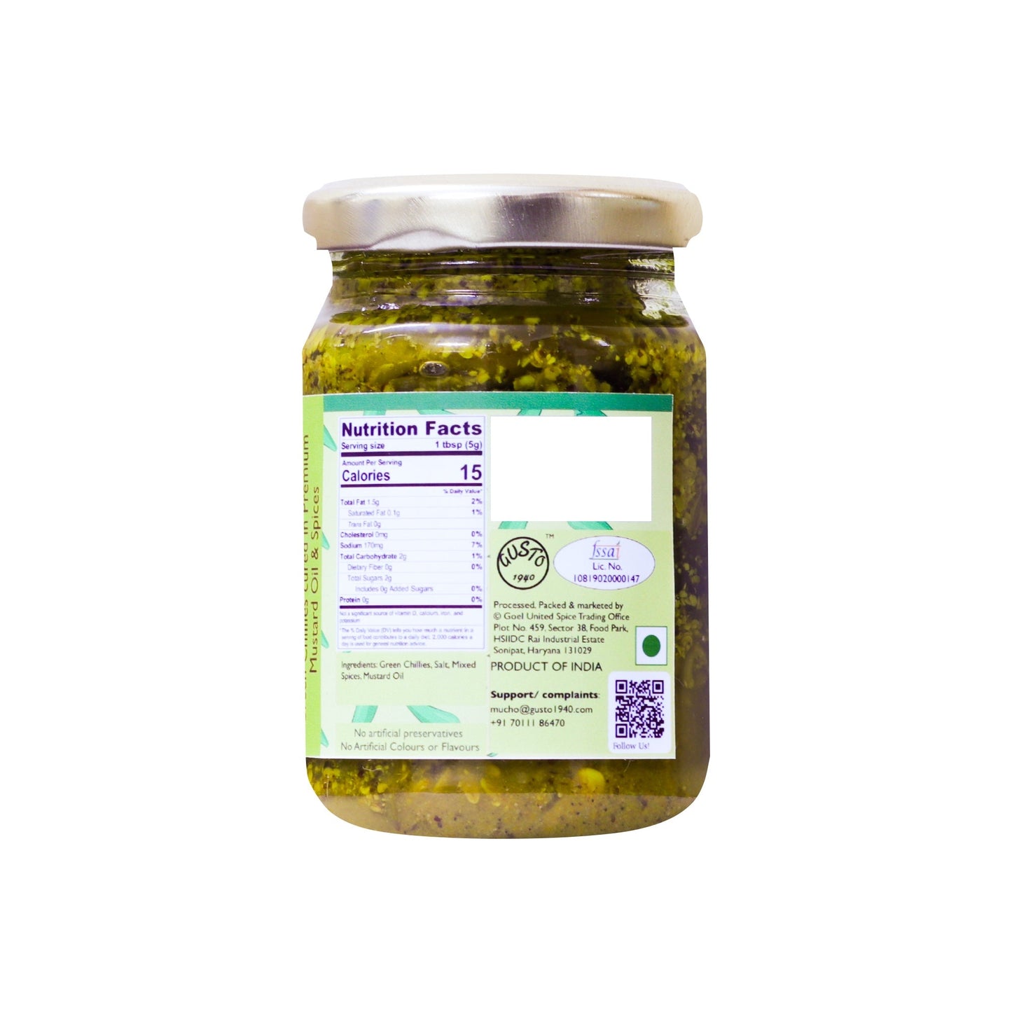 Green Chilli Pickle - Tassyam Organics