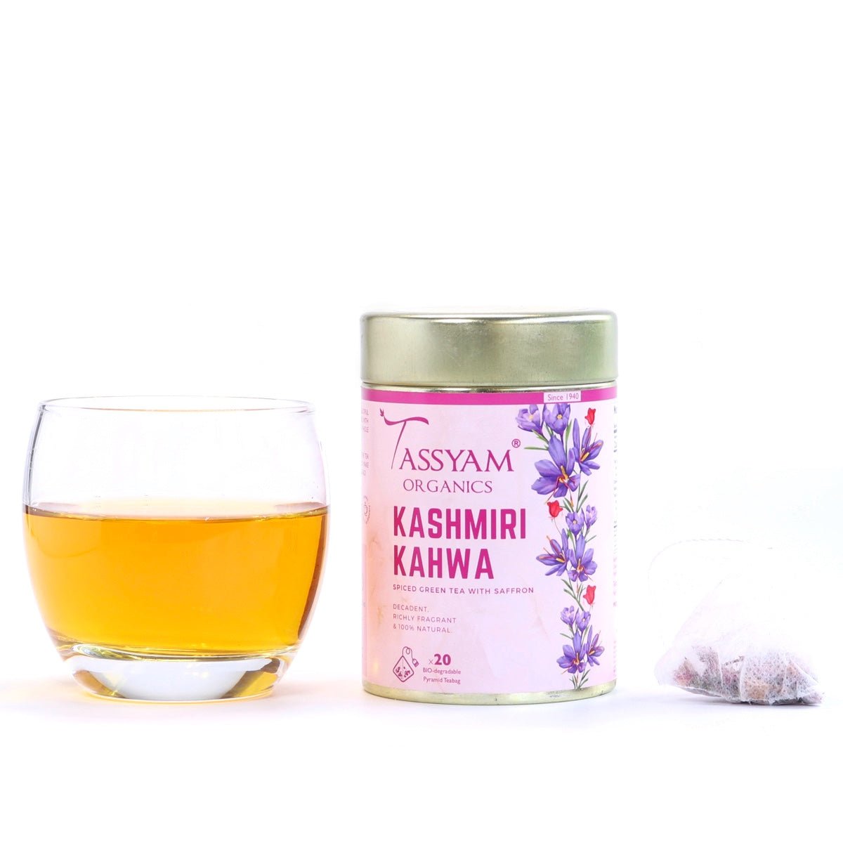 Kashmiri Kahwa 20 Biodegradable Tea Bags - Tassyam Organics