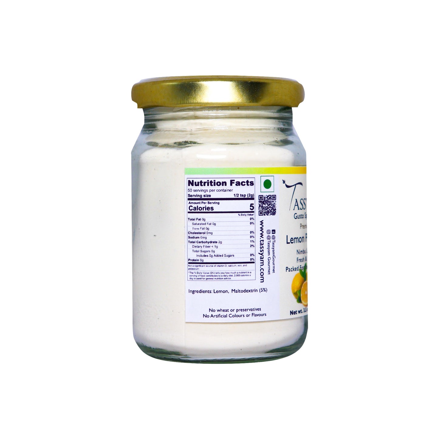 Lemon Powder 100g Bottle - Tassyam Organics