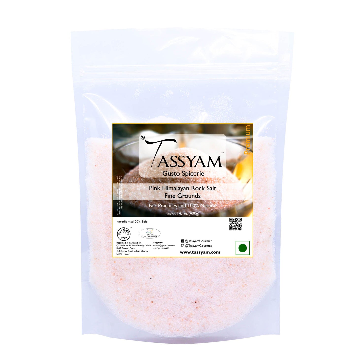 Pink Himalayan Rock Salt Fine Grounds 400g - Tassyam Organics