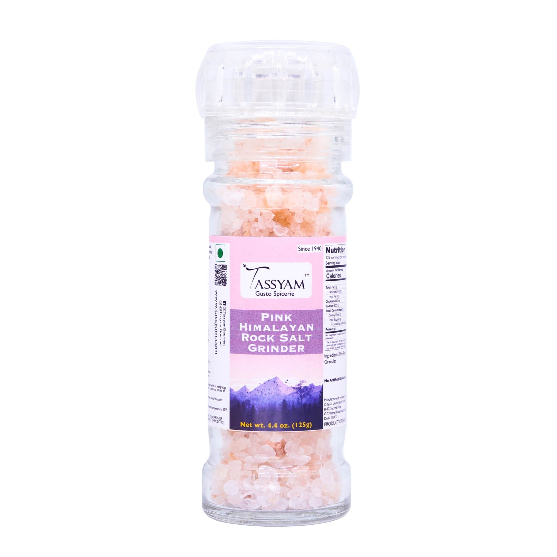 Pink Salt Granules 125g Grinder Bottle - Tassyam Organics