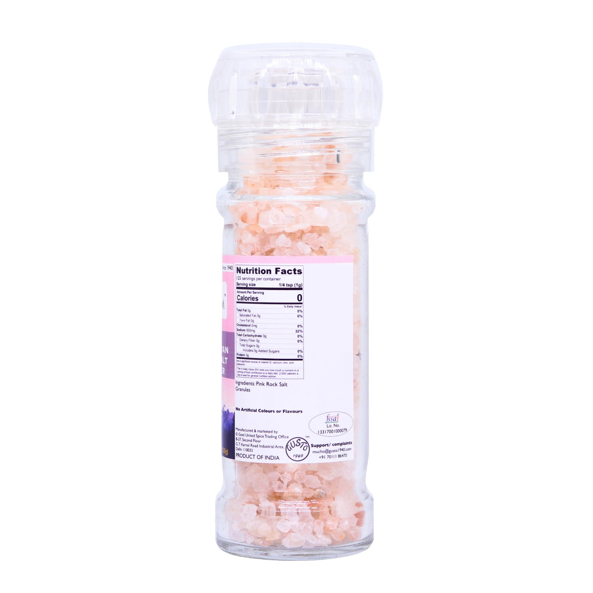 Pink Salt Granules 125g Grinder Bottle - Tassyam Organics