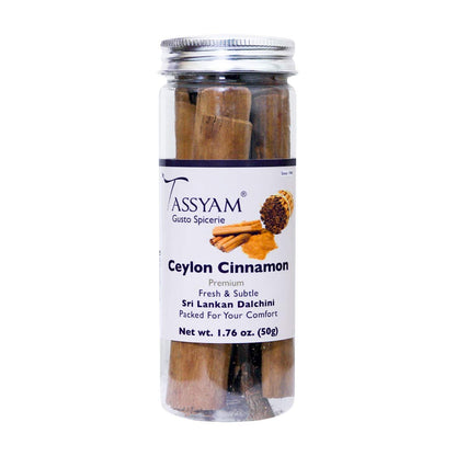 Premium Ceylon Cinnamon Sticks 50g - Tassyam Organics