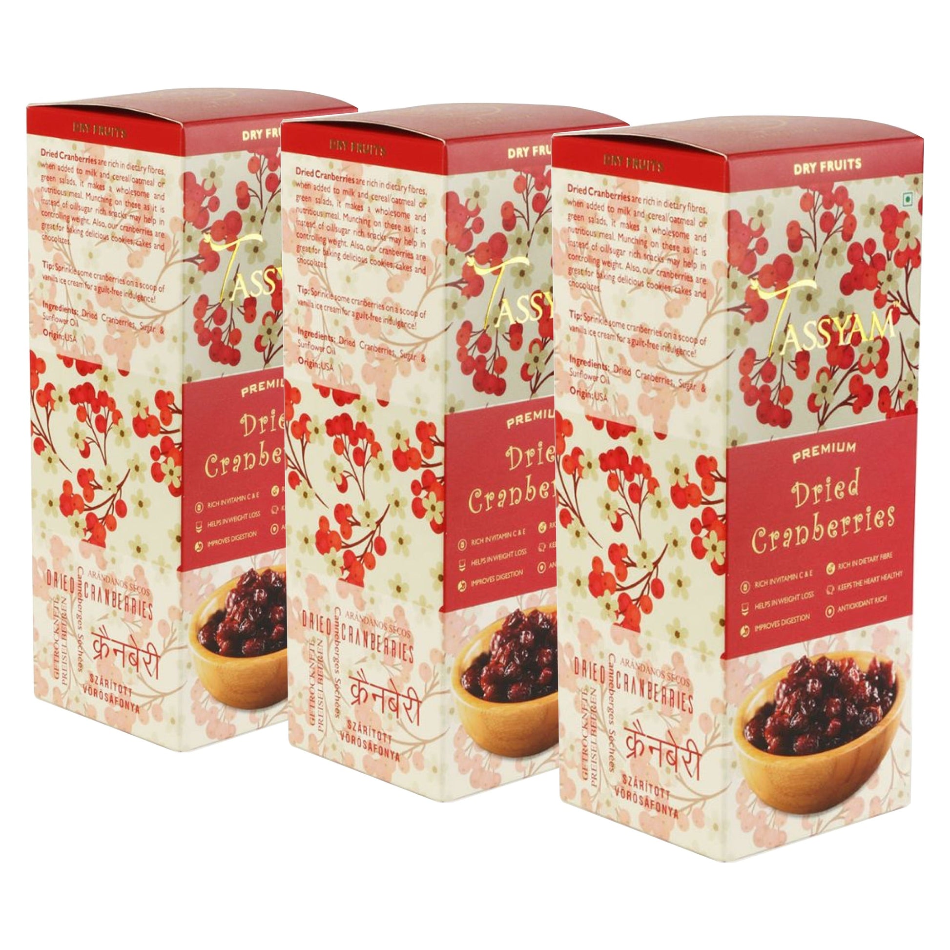 Premium Imported Dried Cranberries - Tassyam Organics
