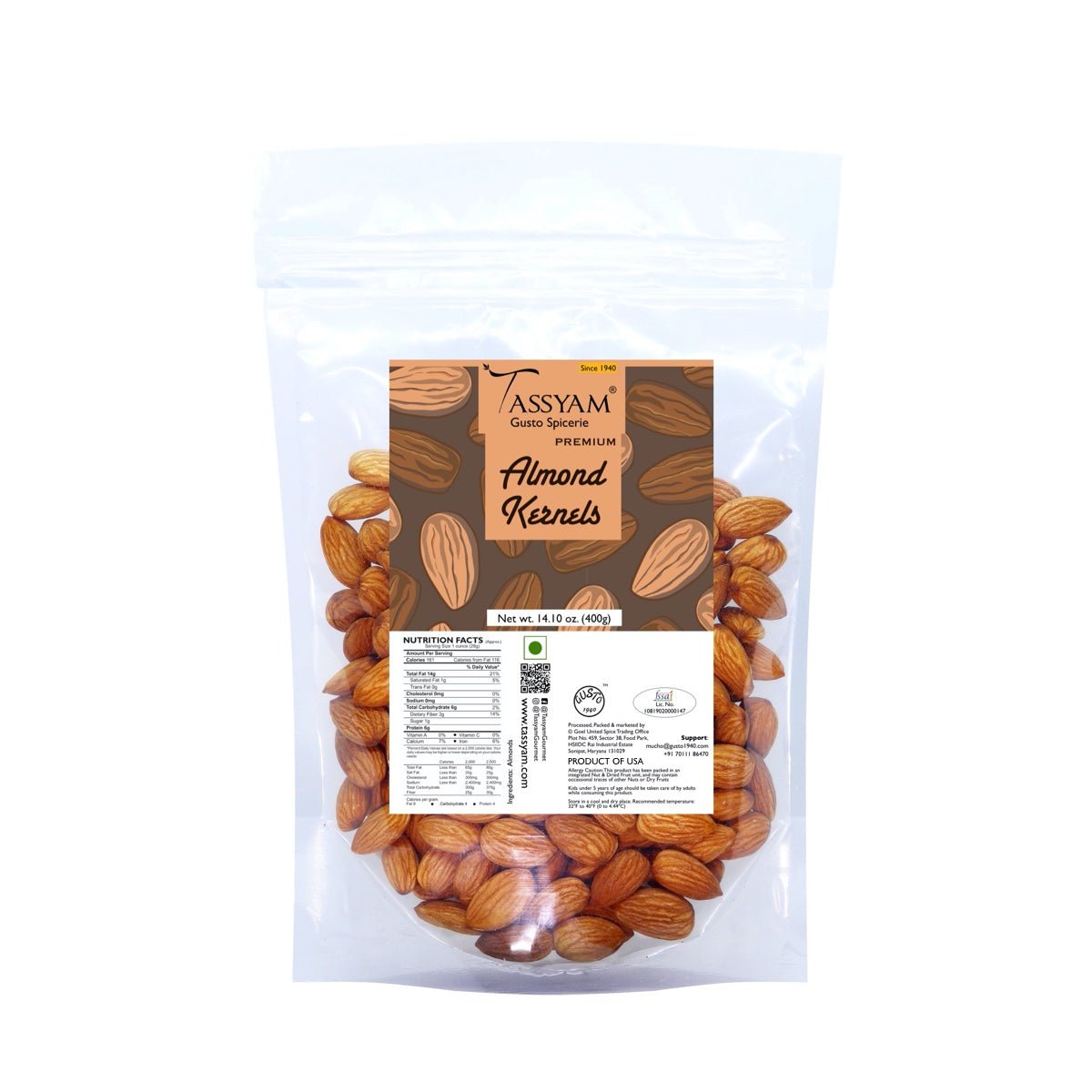 Premium Raw Almonds - Tassyam Organics