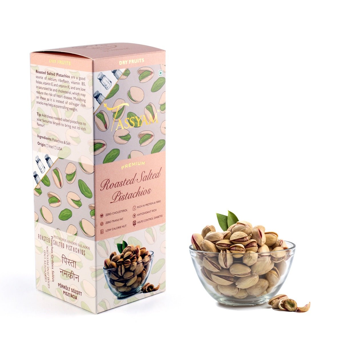 Premium Roasted Salted Pistachios Namkeen Pista - Tassyam Organics