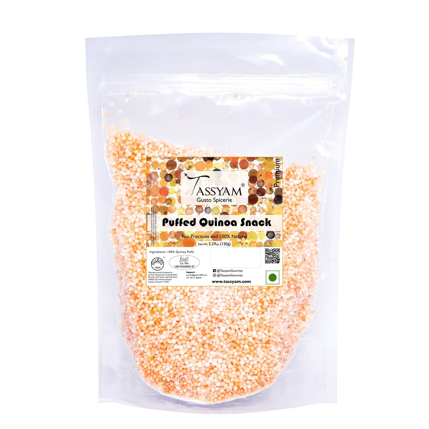 Quinoa Puffs 150g - Tassyam Organics