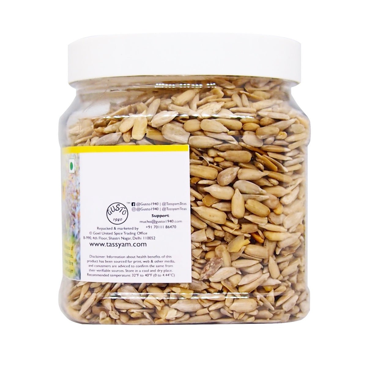 Raw Sunflower Seeds 600g Jar - Tassyam Organics
