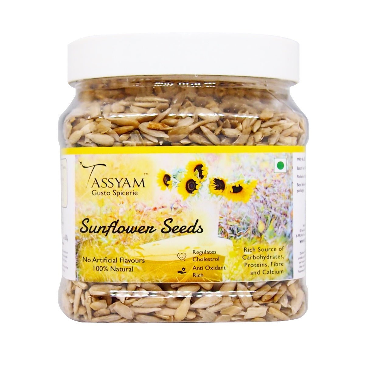 Raw Sunflower Seeds 600g Jar - Tassyam Organics