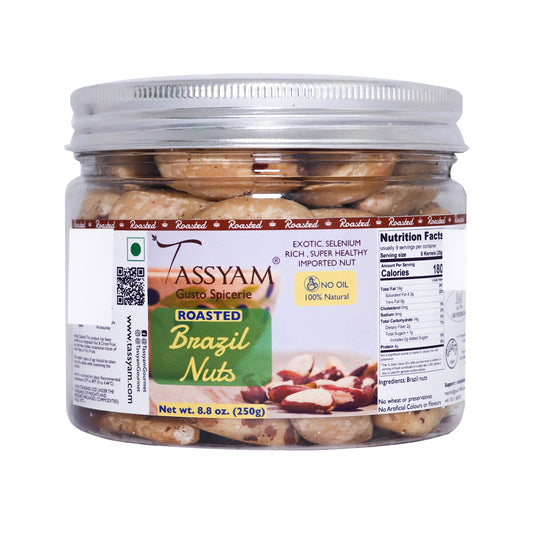 Roasted Brazil Nuts 250g Jar - Tassyam Organics