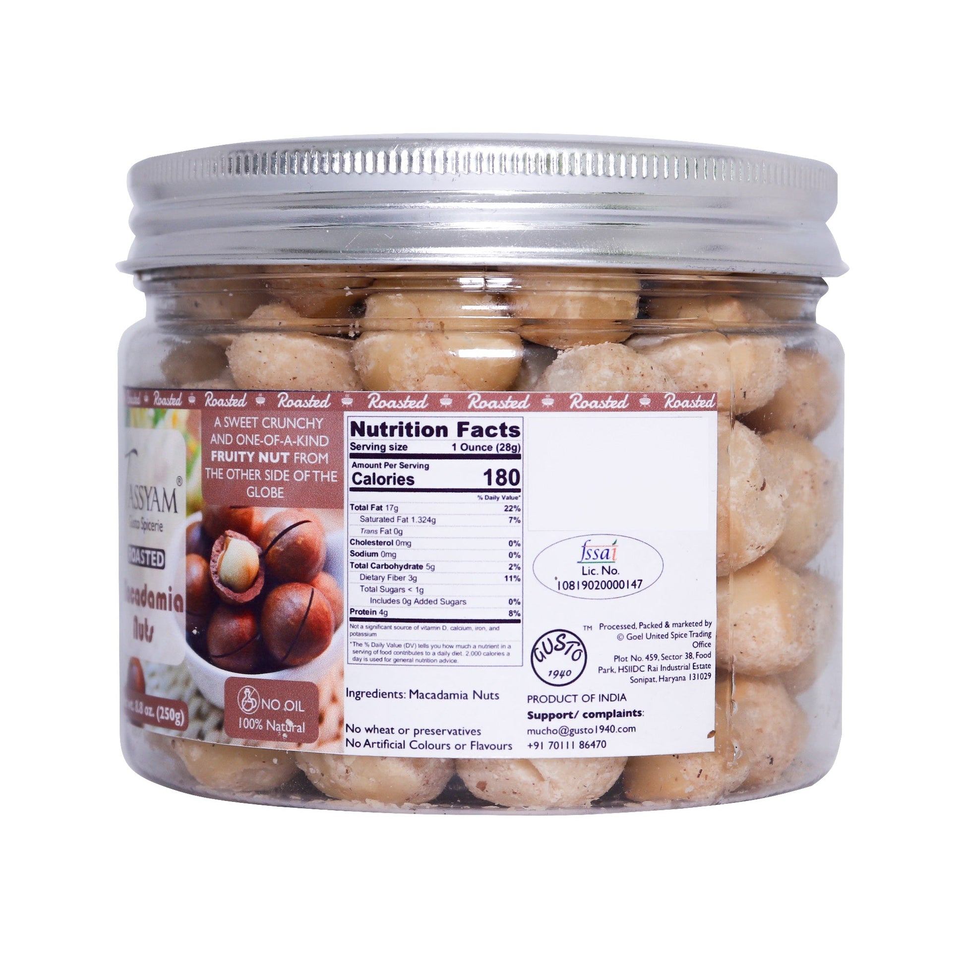 Roasted Macadamia Nuts 250g - Tassyam Organics