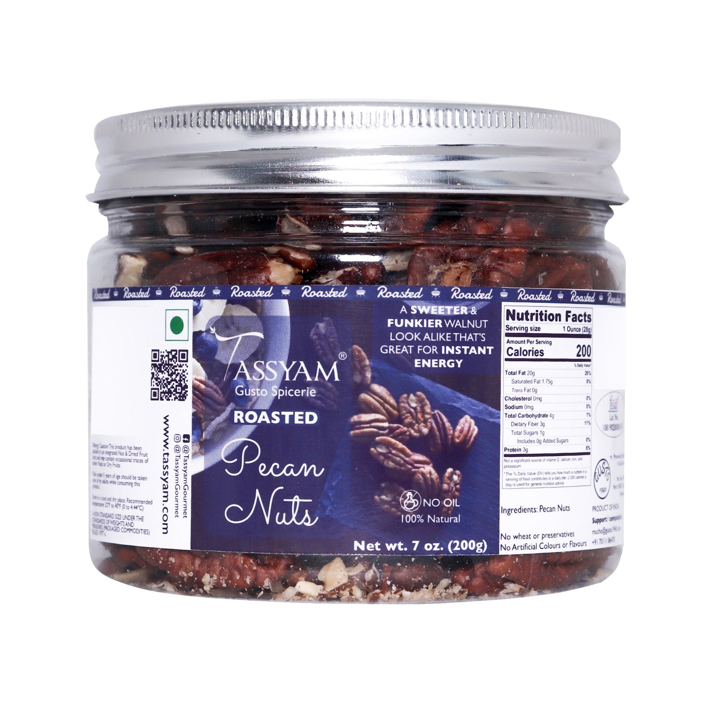 Roasted Pecan Nuts 200g - Tassyam Organics