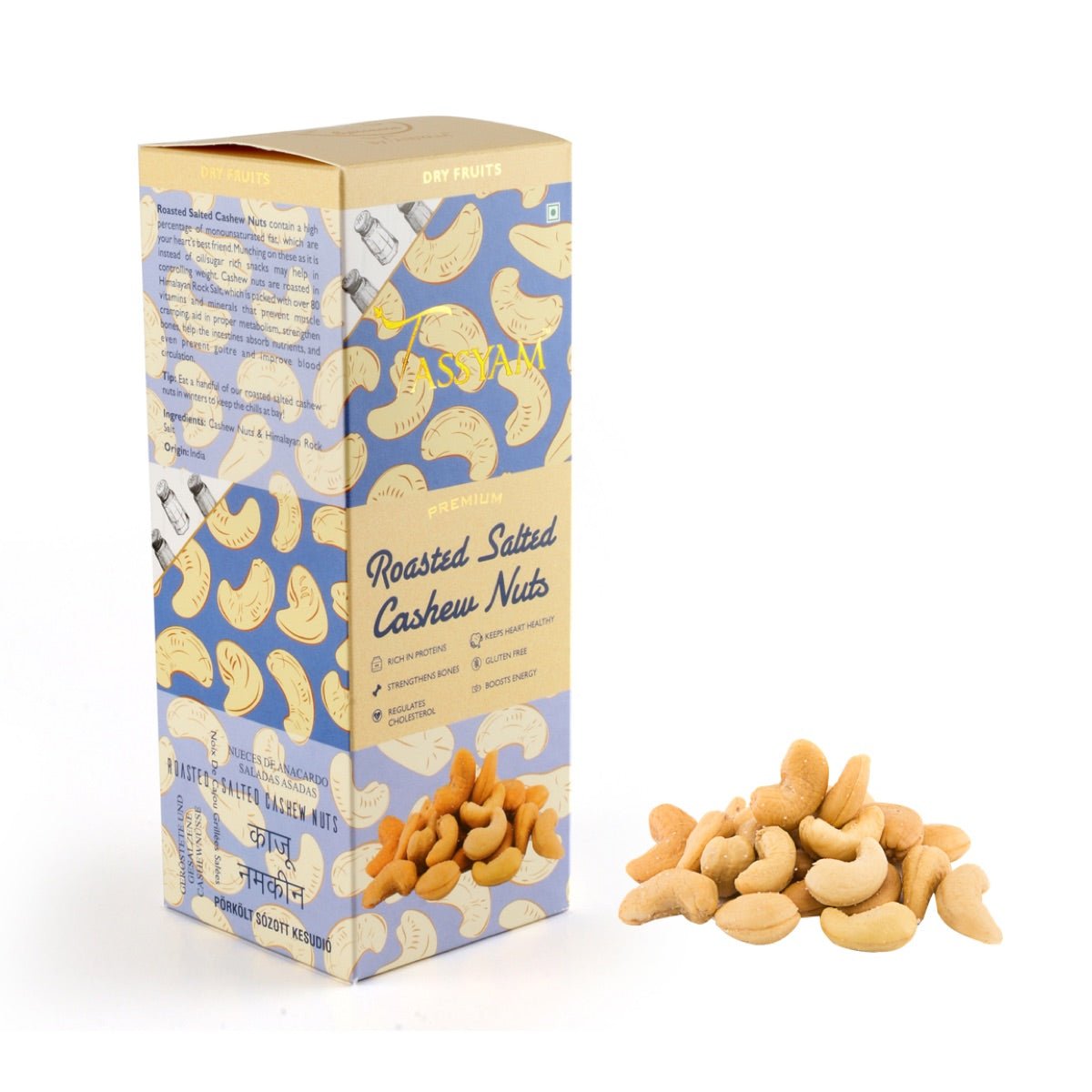 Roasted Salted Cashews Namkeen Kaju - Tassyam Organics