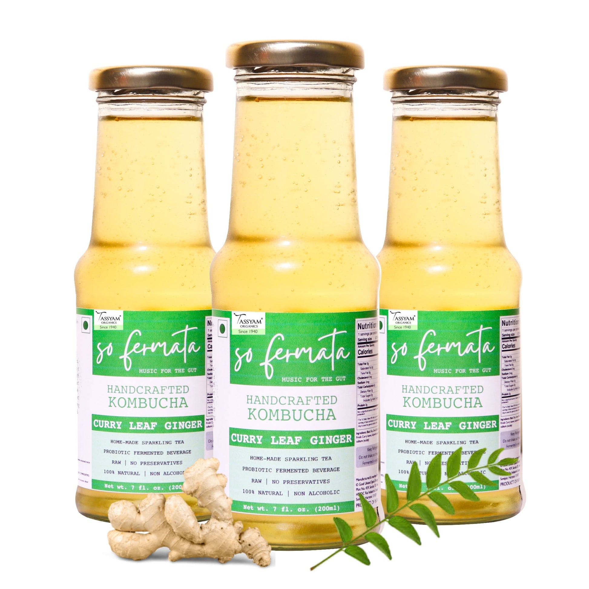 So Fermata Artisanal Kombucha - Curry leaf Ginger - Tassyam Organics