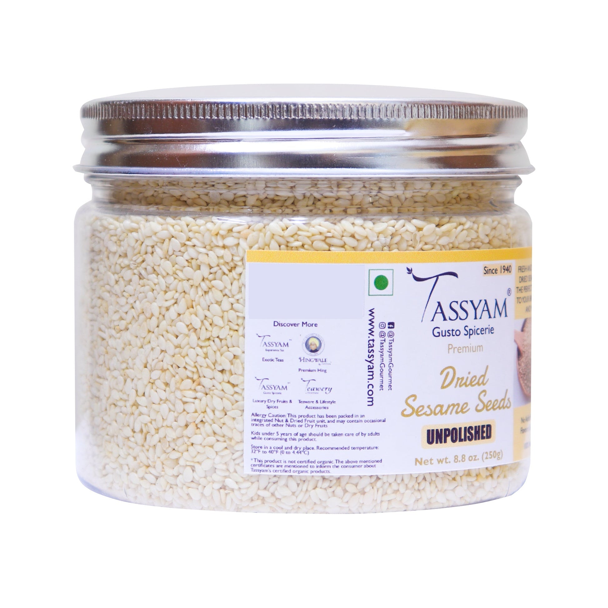 Unpolished Sesame Seeds 250g - Tassyam Organics